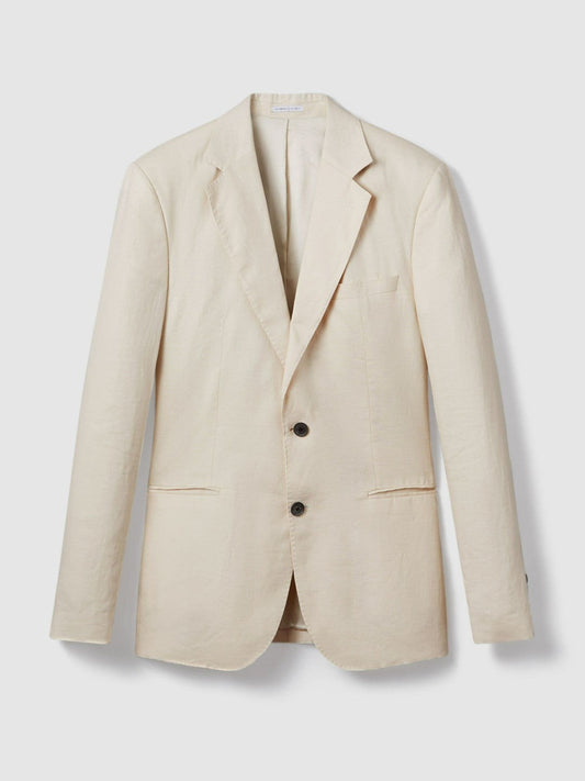 Slim-Fit Single Breasted Linen Blazer Stone | Men