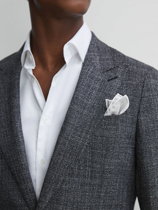Plain Silk Pocket Square Silver | Men