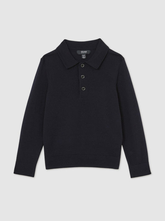 3-9 yrs Merino Wool Polo Shirt Navy | Children & Baby