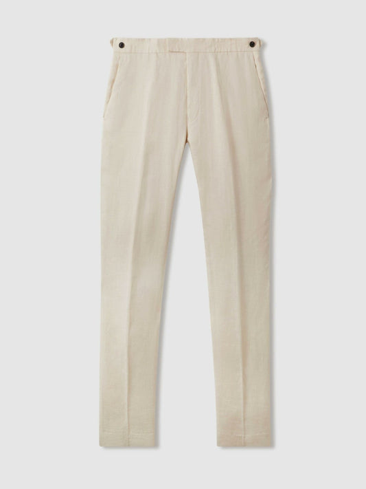 Slim Fit Linen Adjuster Trousers Stone | Men