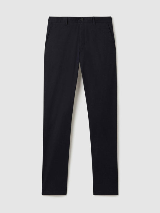 Slim Fit Washed Cotton Blend Chinos Navy | Men