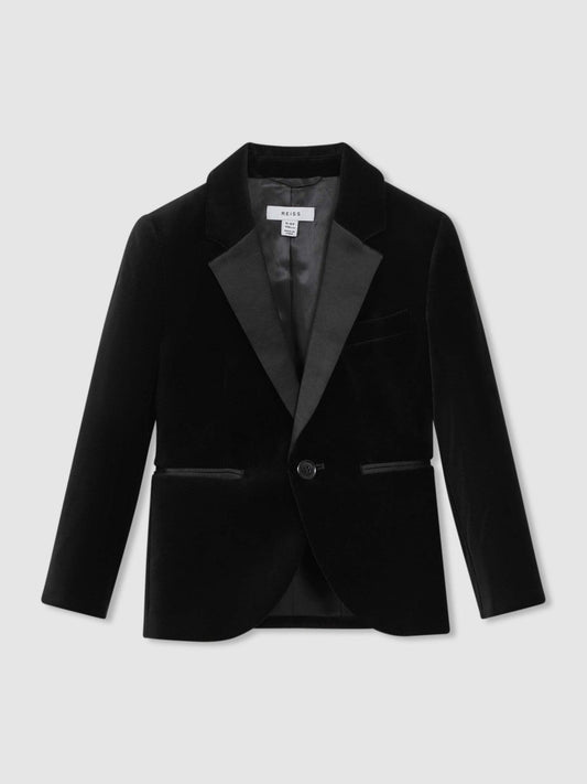 3-9 yrs Single Breasted Velvet Blazer Black | Children & Baby