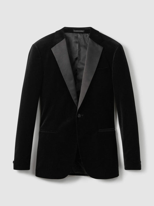 Velvet Single Breasted Slim Fit Jacket Black | Men