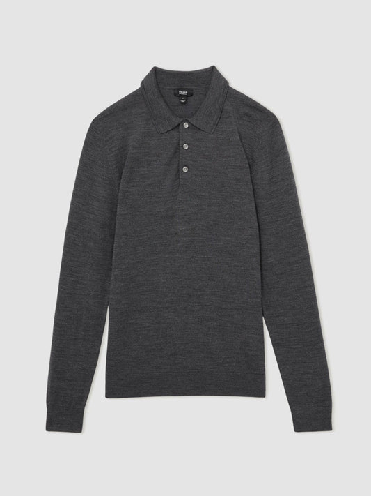 Merino Wool Polo Shirt Derby Grey Marl | Men