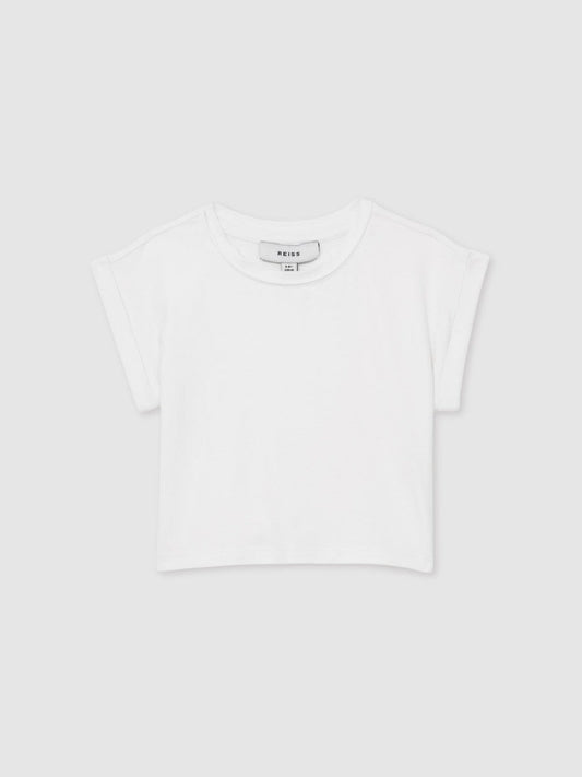 4-9 yrs Cotton-Jersey Cropped T-Shirt White | Children & Baby