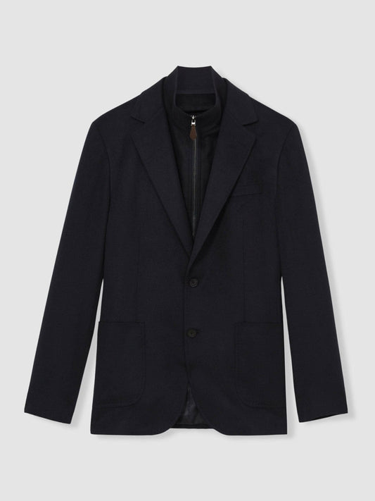Single-Breasted Blazer With Gilet Insert Regular-Fit Navy | Men
