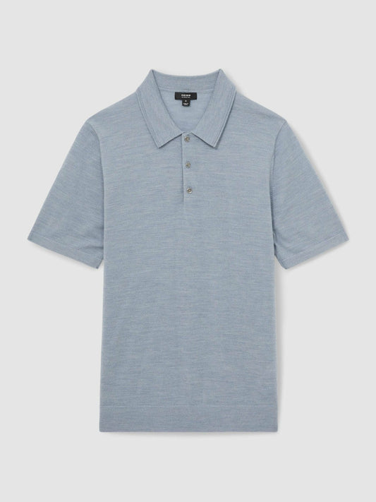 Merino Wool Polo Shirt Soft Blue | Men