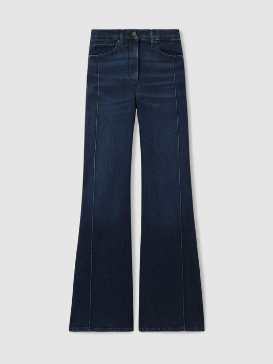 Petite Stretch-Cotton Wide-Leg Jeans Dark Blue | Women
