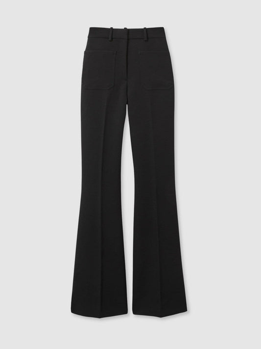 Twill Patch-Pocket Flared Trousers Black | Women