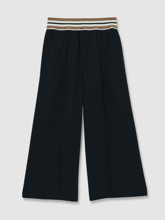 4-9 yrs Stripe-Waistband Wide-Leg Trousers Navy | Children & Baby