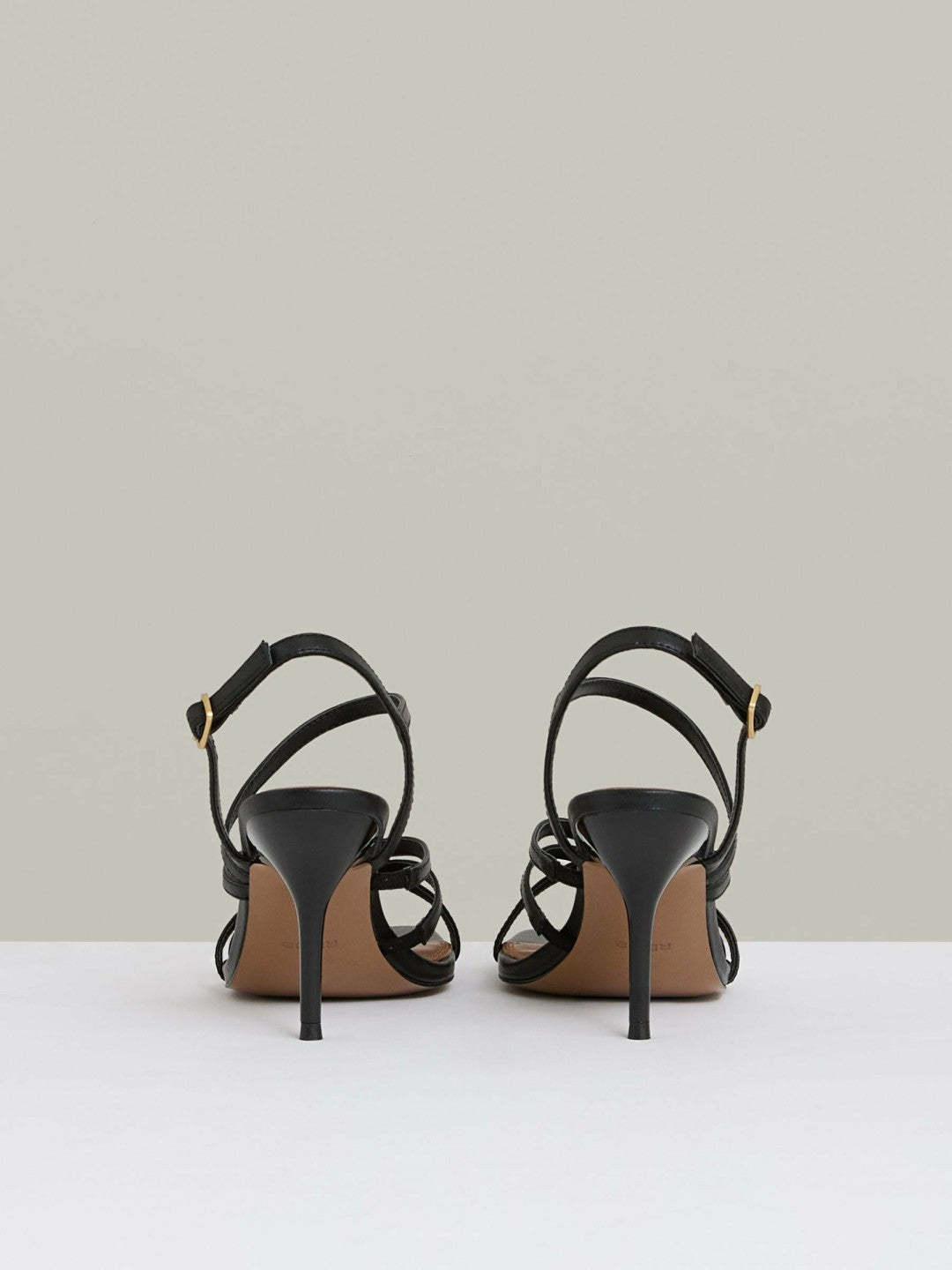 Leather Strappy Stiletto Sandals Black | Women