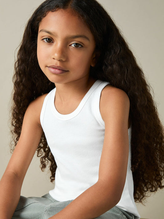 9-13 yrs Stretch-Cotton Ribbed Vest 3 Pack Multicolour | Children & Baby