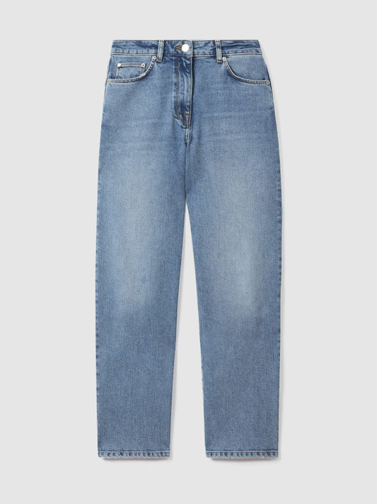Petite Mid-Rise Straight-Leg Jeans Light Blue | Women