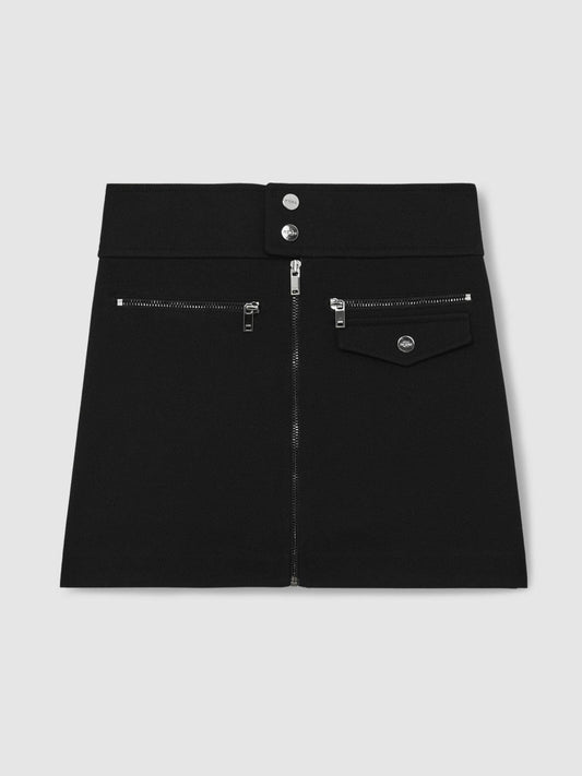 9-13 yrs Piqué Zip-Detail Mini Skirt Black | Children & Baby