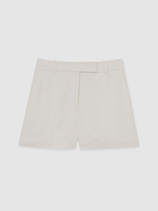 Linen-Blend Tailored Shorts White | Women