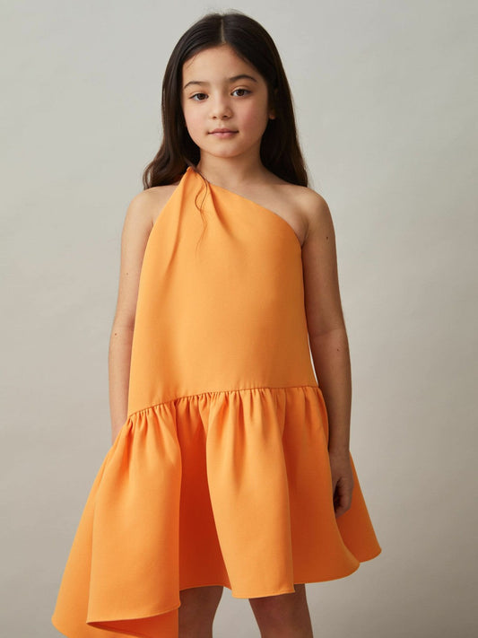13-14 yrs One-Shoulder Tiered Dress Orange | Children & Baby