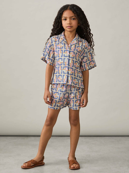 13-14 yrs Geometric Chain Print Shorts Multi | Children & Baby