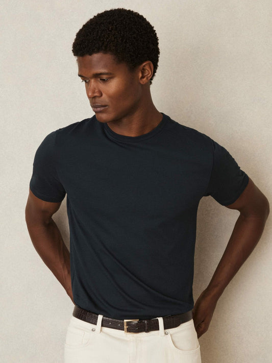 Cotton-Jersey Crew-Neck T-shirts 3 Pack Navy | Men