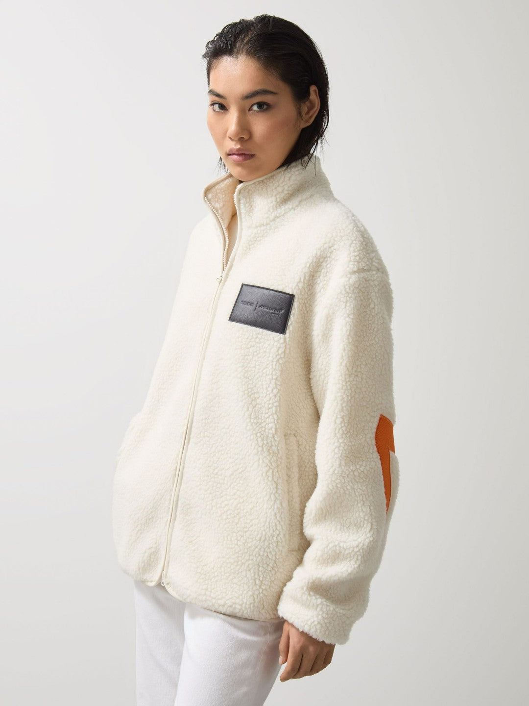 McLaren F1 Team Embroidered Fleece Jacket Unisex Fit Off White | Men