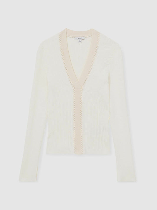 Craft-Stitch Rib-Knit Top Ivory | Women