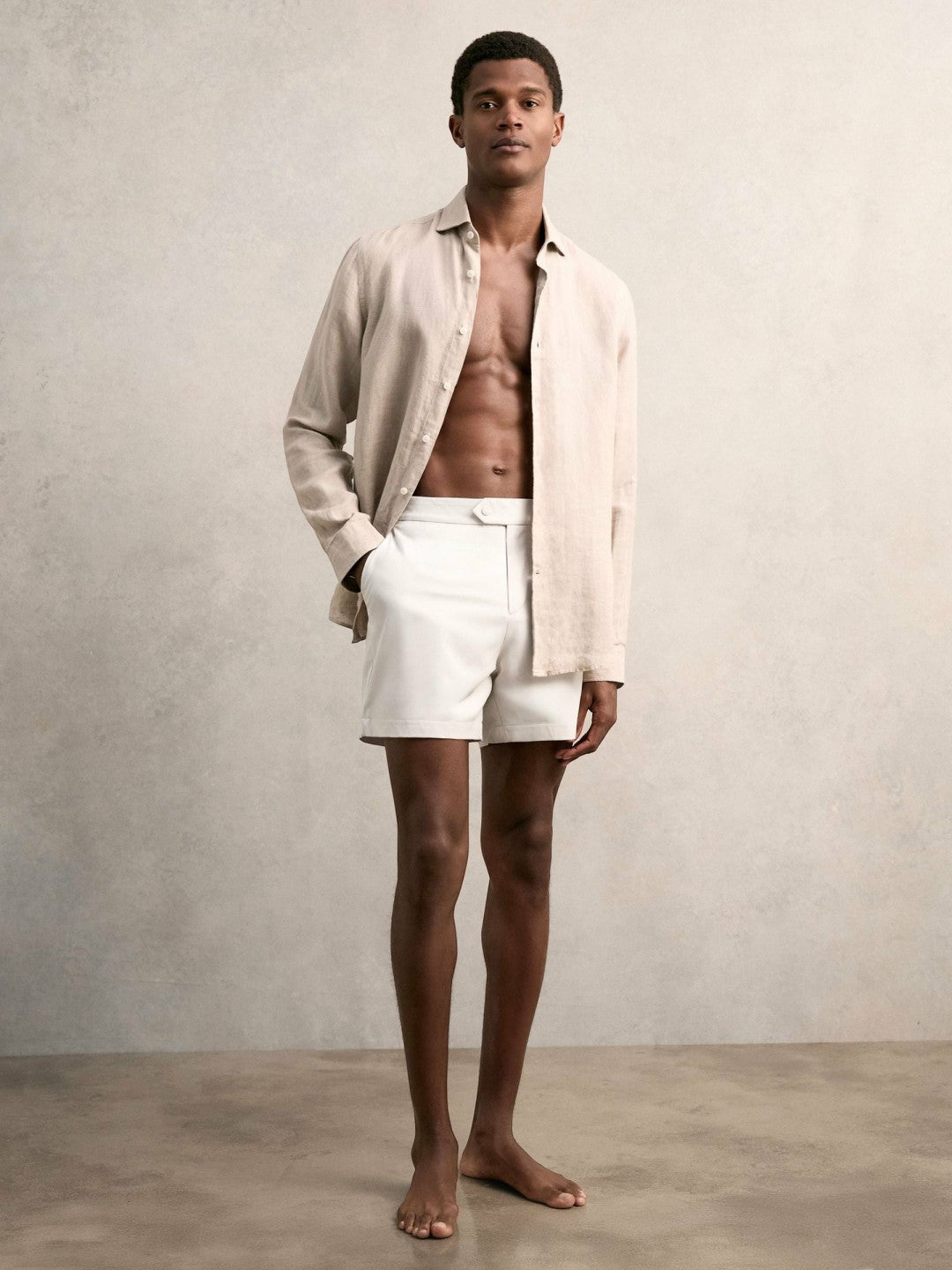 Side-Adjuster Swim Shorts Off White | Men