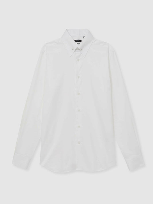 Regular-Fit Cotton Pin-Collar Shirt White | Men