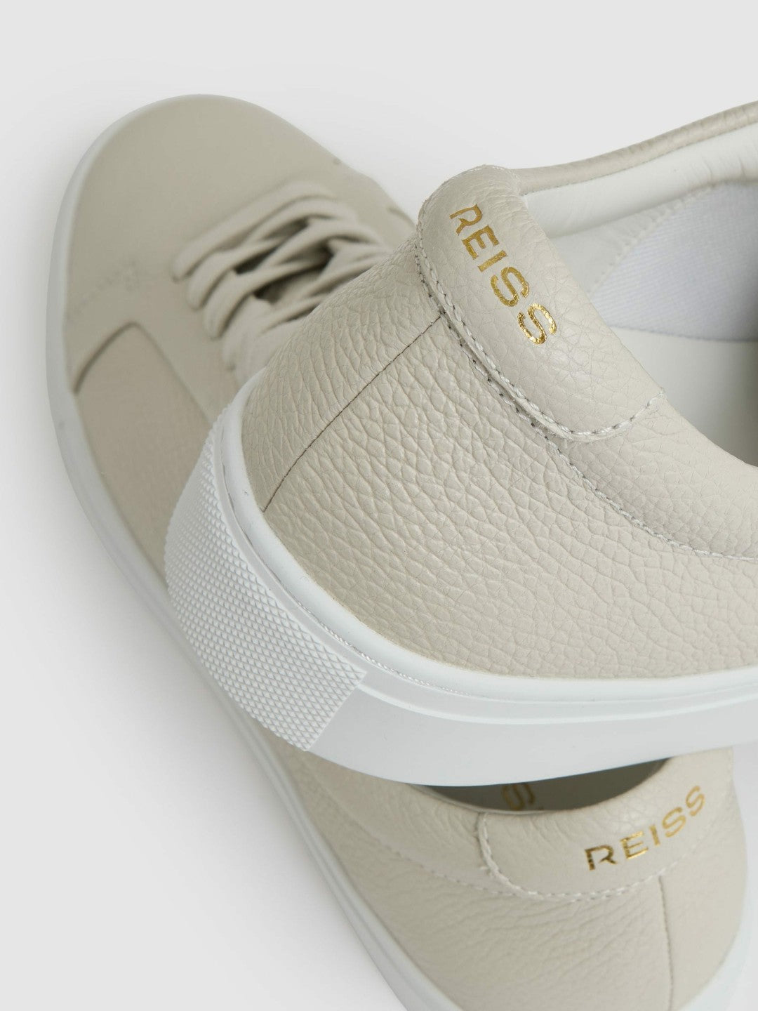 Tumbled-Leather Low-Top Trainers Off White | Men