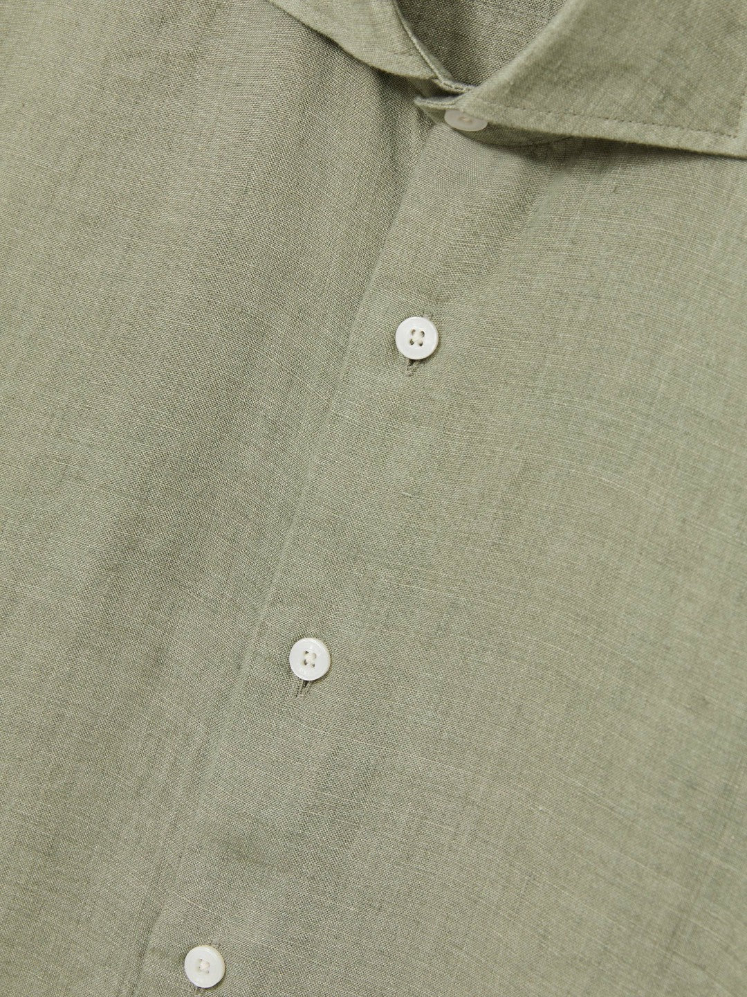Linen Button-Through Shirt Thyme Green | Men