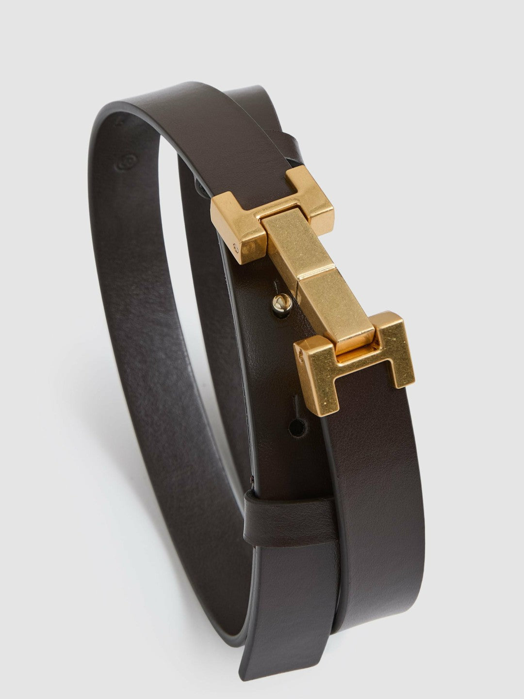 Leather Square Hinge Belt Chocolate | Women