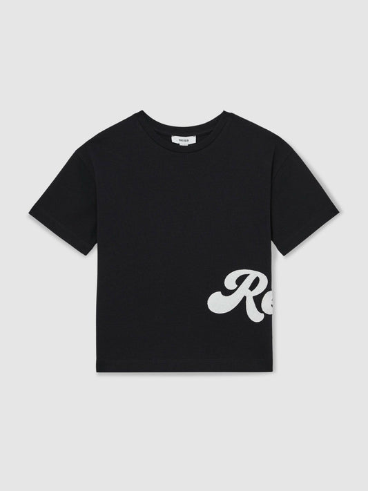 9-13 yrs Cotton Script-Logo Oversized T-Shirt Navy | Children & Baby