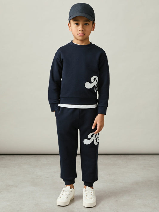 13-14 yrs Cotton-Blend Logo Script Joggers Navy | Children & Baby