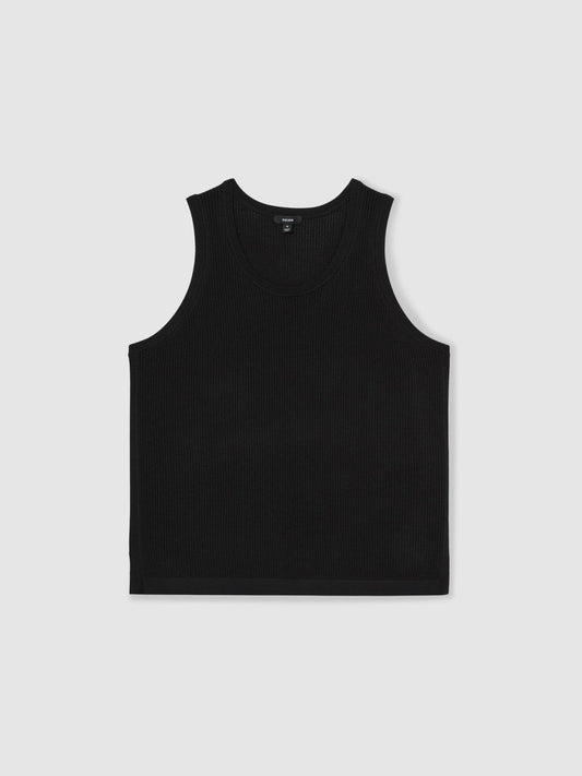 Textured Crew Neck Ribbed Vest Black | Men