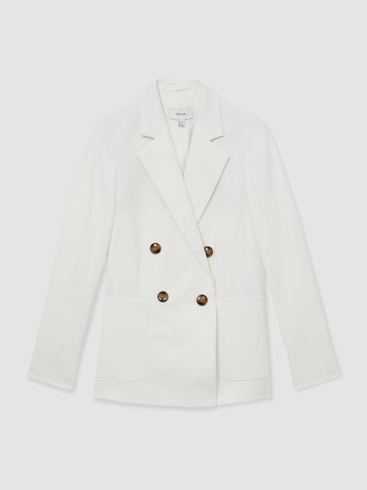 Double-Breasted Notch-Lapel Blazer White | Women