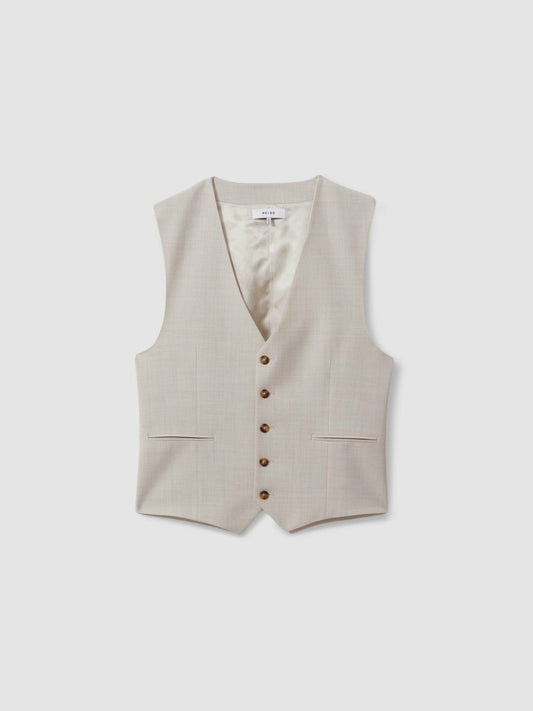 Slim Fit Single Breasted Waistcoat Stone | Men