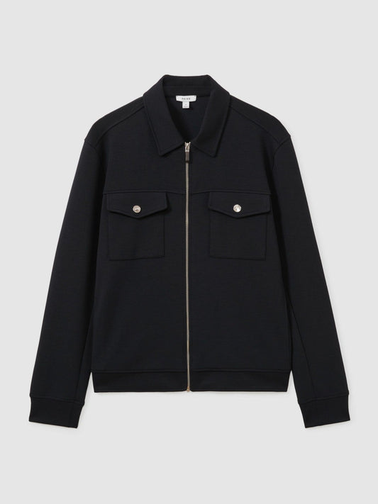 Interlock Jersey Zip-Through Jacket Navy Blue | Men