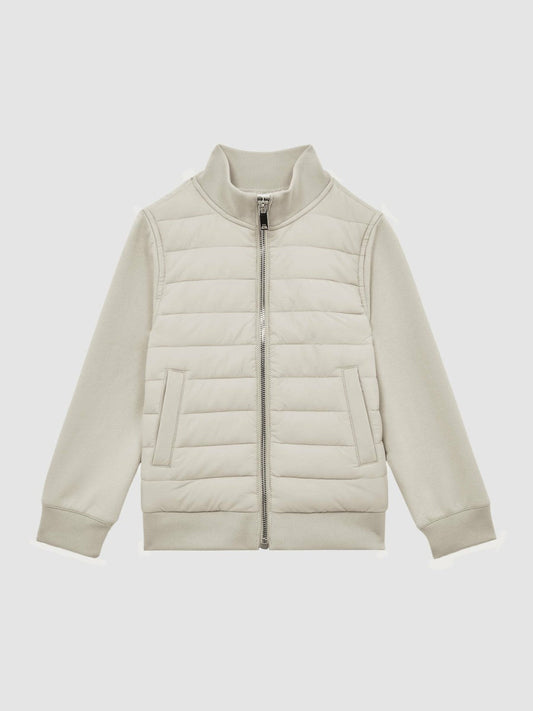 3-9 yrs Funnel Neck Quilted Hybrid Jacket Stone | Children & Baby