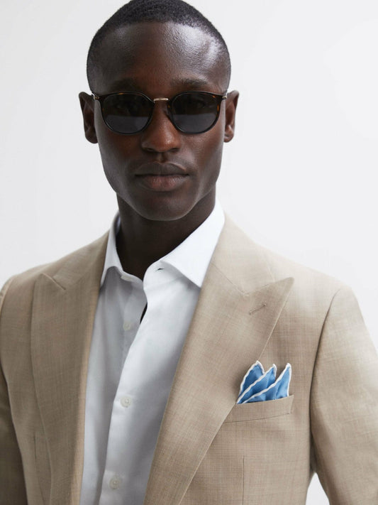 Plain Silk Pocket Square Soft Blue | Men
