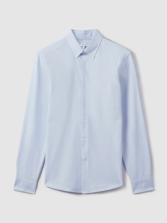 Slim-Fit Button-Down Collar Cotton Oxford Shirt Soft Blue | Men