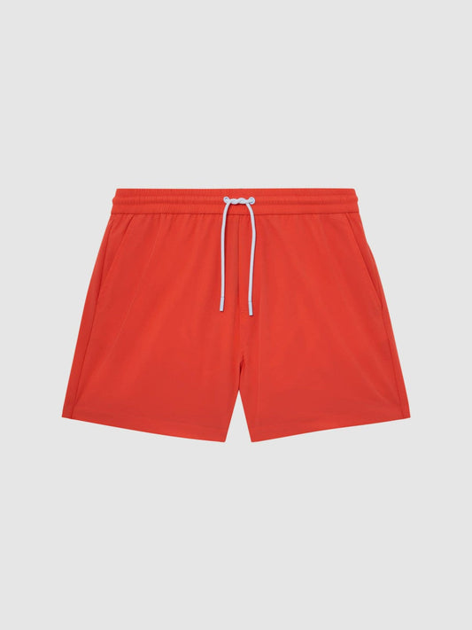Plain Drawstring Swim Shorts Bright Orange | Men