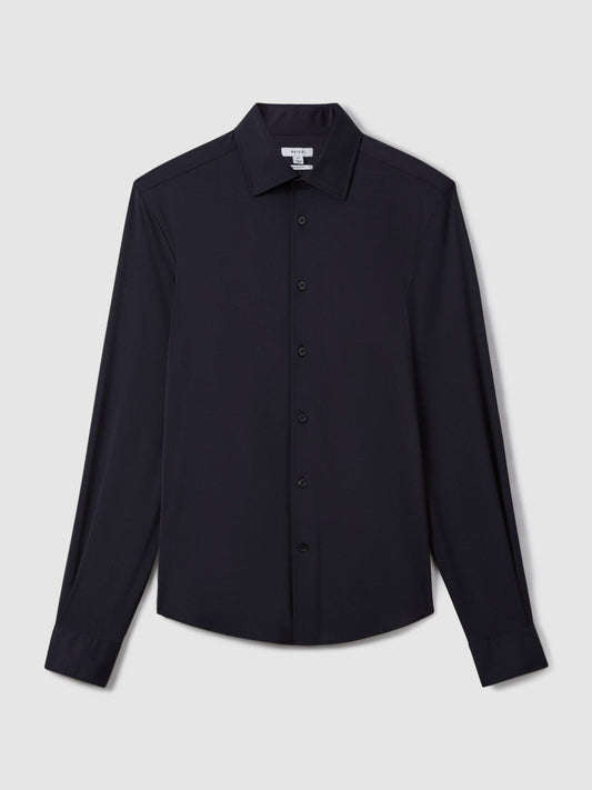 Regular Fit Button-Through Travel Shirt Navy | Men