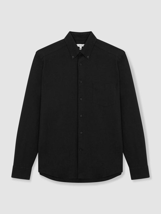 Slim-Fit Button-Down Collar Cotton Oxford Shirt Black | Men