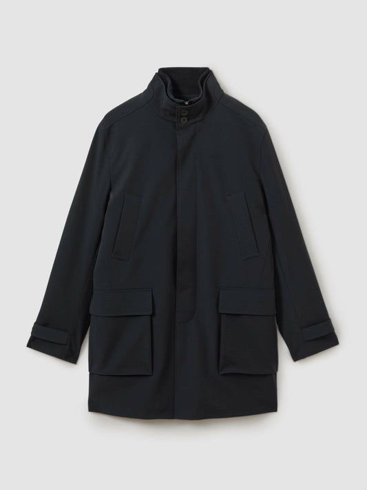 Hybrid Removable Funnel Neck Overcoat Navy | Men