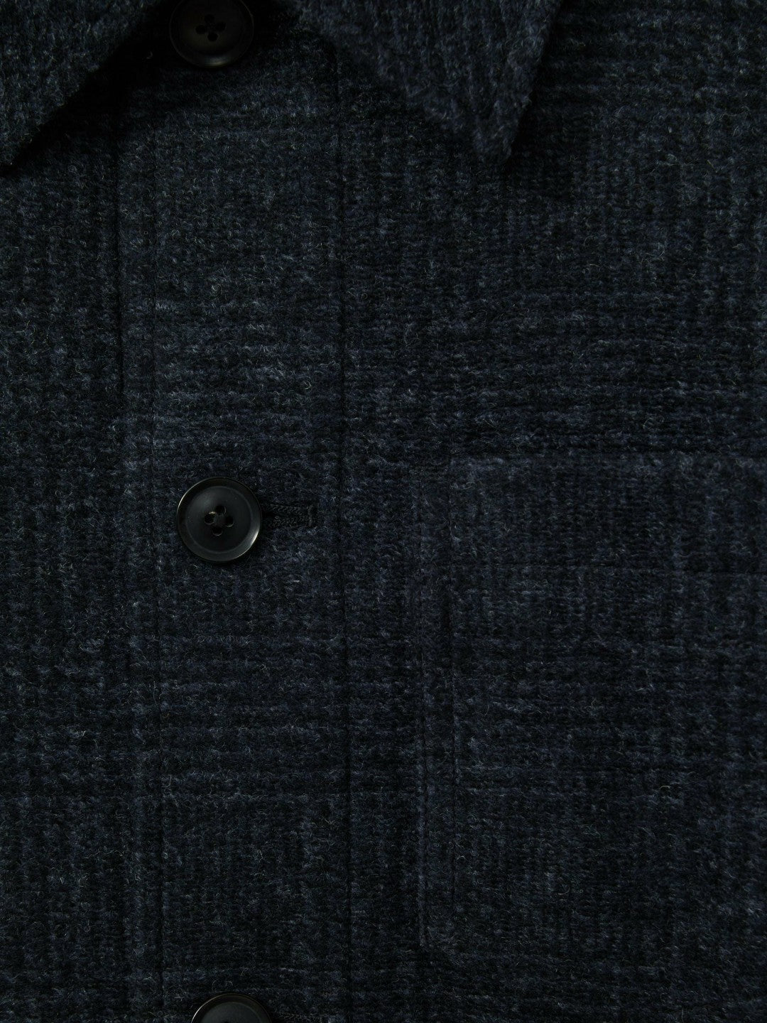 Checked Button Through Worker Jacket Navy Melange | Men