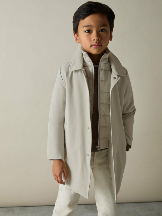 13-14 yrs Gabardine Coat with Removable Gilet Stone | Children & Baby