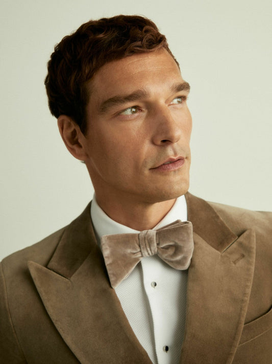 Velvet Bow Tie Taupe Brown | Men