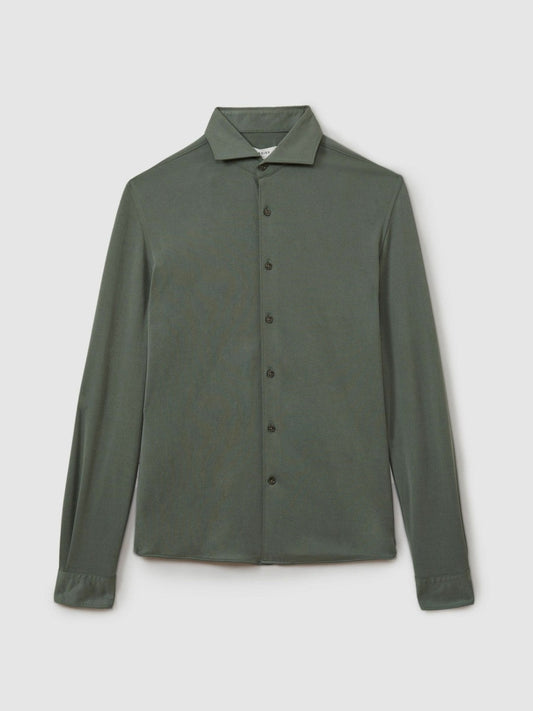 Modal Blend Cutaway Collar Shirt Green Smoke | Men