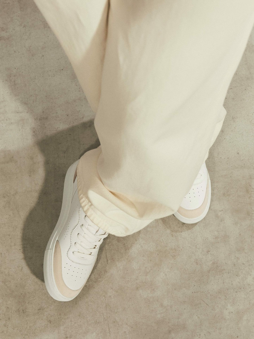 Leather Contrast Detail Trainers White/Nude | Women