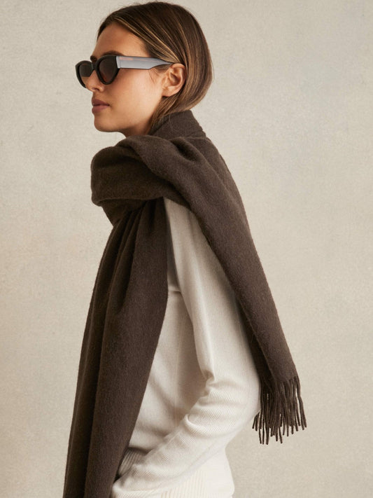 Wool-Cashmere Scarf Chocolate | Women