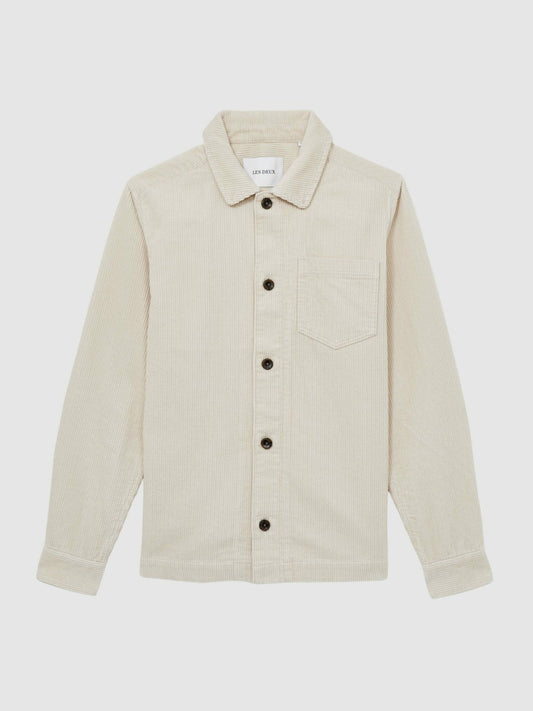 Les Deux Cotton Corduroy Overshirt Ivory | Men