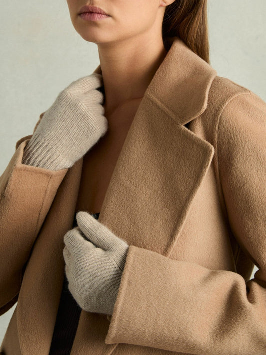 Wool Blend Tipped Gloves Taupe | Women
